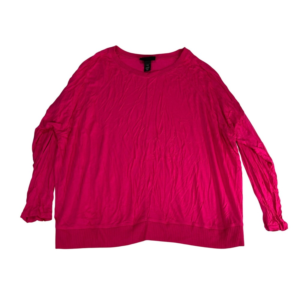 Lane Bryant Womens Hot Pink Rayon Spandex Ribbed Trim Pullover Top Size 18/20